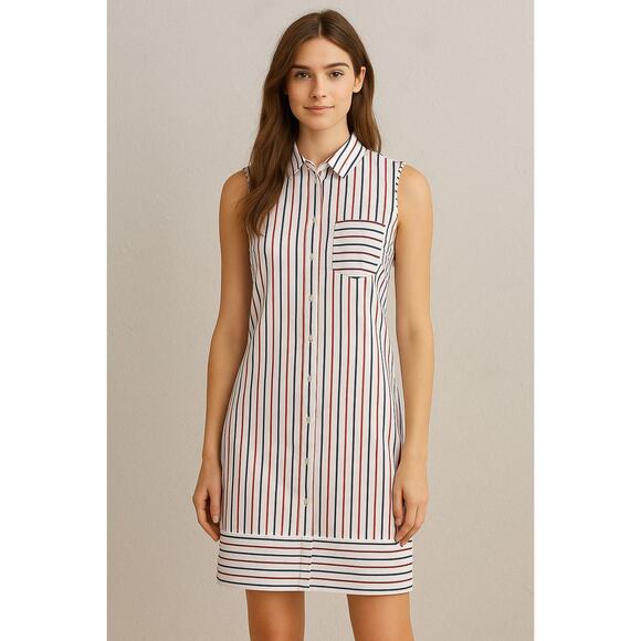 Brooks Brothers Sleeveless Striped Sheath Dress – Size 12 - Picture 3 of 5
